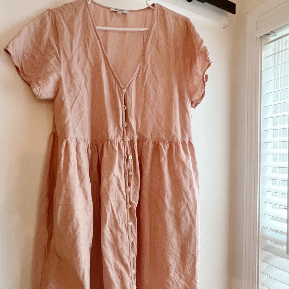 Madewell Linen Button Up Mini Dress
